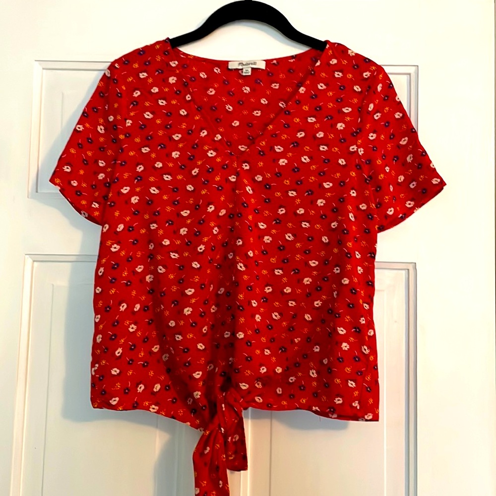 Red Madewell floral blouse